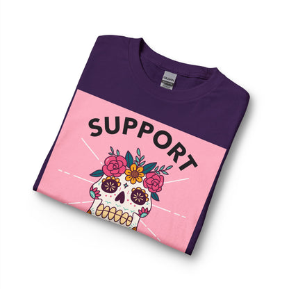 Support Your Local Girl Gang Long Sleeve Tee — Floral Sugar Skull Graphic