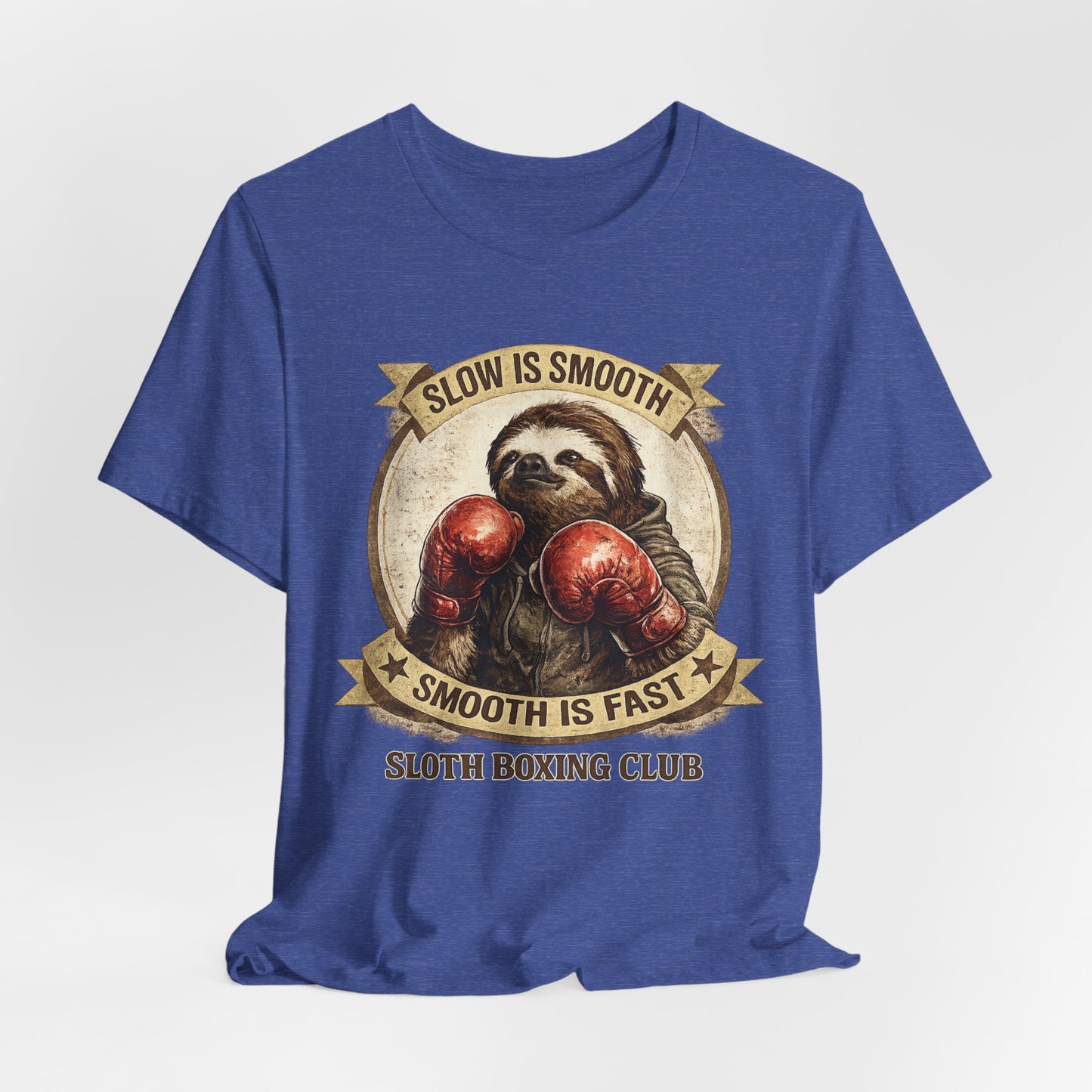 Sloth Boxing Club T-Shirt — "Slow is Smooth, Smooth is Fast" Retro Graphic Tee