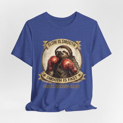 Sloth Boxing Club T-Shirt — "Slow is Smooth, Smooth is Fast" Retro Graphic Tee