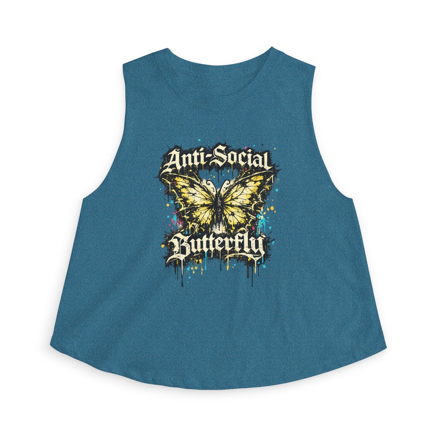 Anti-Social Butterfly Women's Crop Top — Grunge Butterfly Graphic Tank