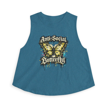Anti-Social Butterfly Women's Crop Top — Grunge Butterfly Graphic Tank