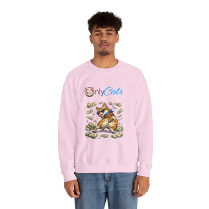 Cat Money Crewneck Sweatshirt — "Only Cats" Graphic Pullover