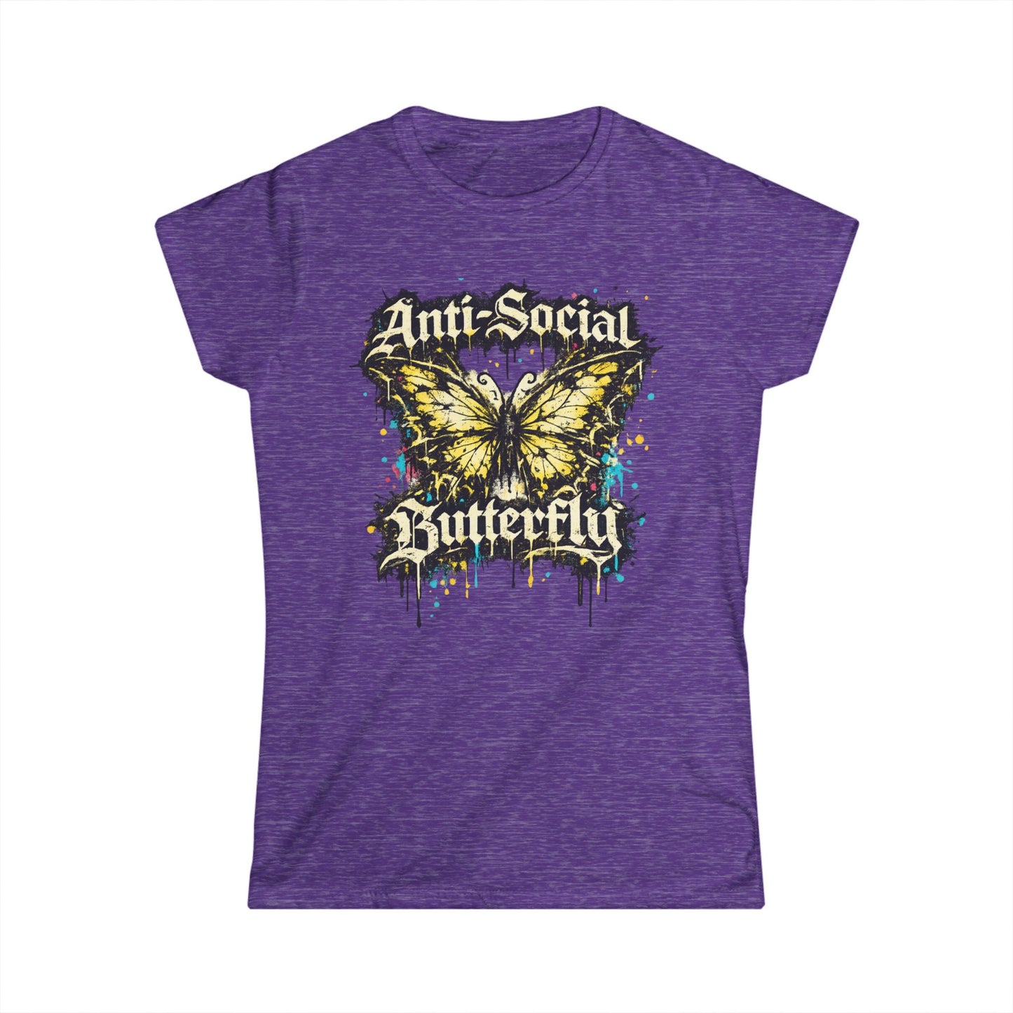Anti-Social Butterfly Tee — Grunge Butterfly Graphic Women's T-Shirt