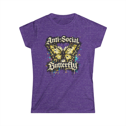 Anti-Social Butterfly Tee — Grunge Butterfly Graphic Women's T-Shirt