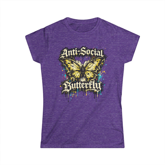 Anti-Social Butterfly Tee — Grunge Butterfly Graphic Women's T-Shirt