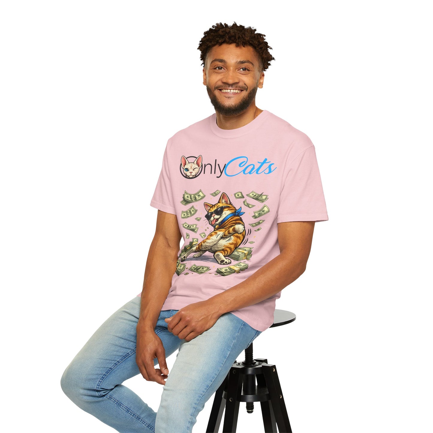Only Cats T‑Shirt — Funny Money Stacking Cat Graphic Tee for Cat Lovers