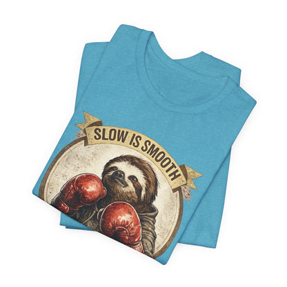 Sloth Boxing Club T-Shirt — "Slow is Smooth, Smooth is Fast" Retro Graphic Tee