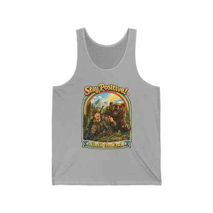 Stay Positive Bear Vintage Graphic Tank Top — Retro Nature Adventure Tee