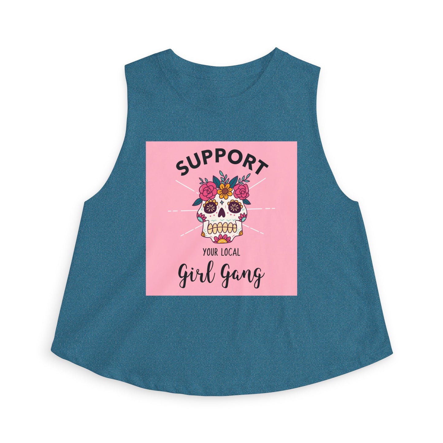 Support Your Local Girl Gang Crop Top — Floral Sugar Skull Women’s Tank