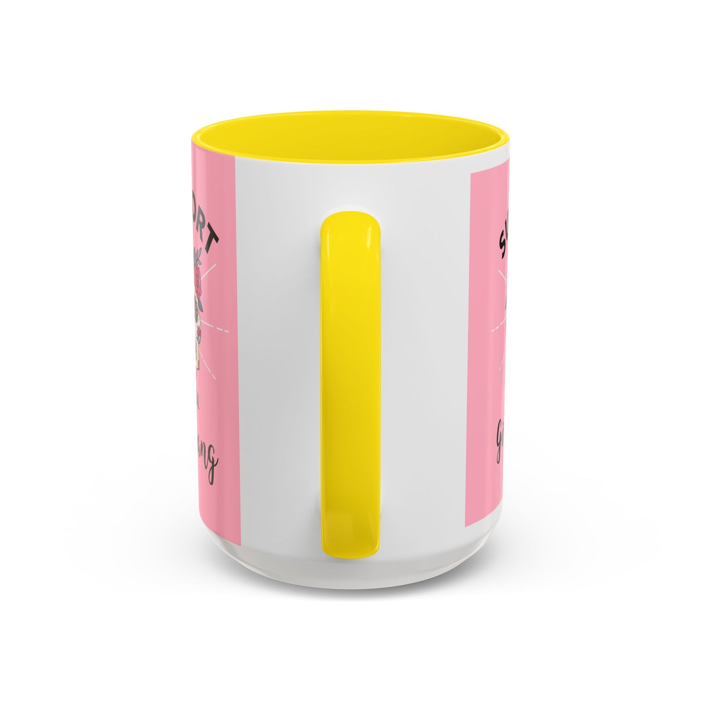 Support Your Local Girl Gang Accent Coffee Mug — Pink Skull Floral Design (11oz & 15oz)