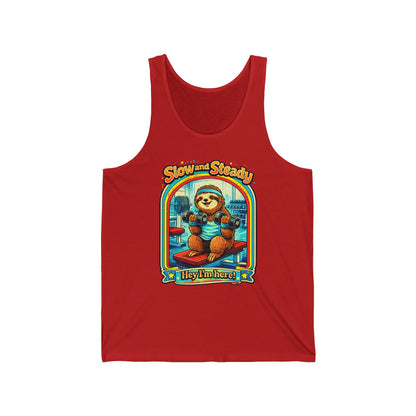Slow and Steady Tank Top — Cute Sloth "Hey I’m Here" Vintage Graphic Tank