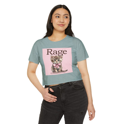 Cute Kitten 'Rage' Crop Top — Women's Festival Graphic Tee