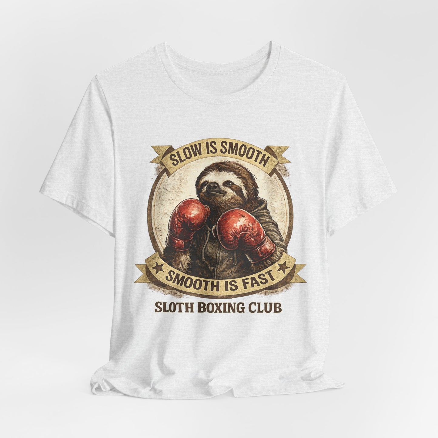 Sloth Boxing Club T-Shirt — "Slow is Smooth, Smooth is Fast" Retro Graphic Tee