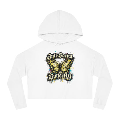 Anti-Social Butterfly Cropped Hoodie — Women's Graphic Sweatshirt
