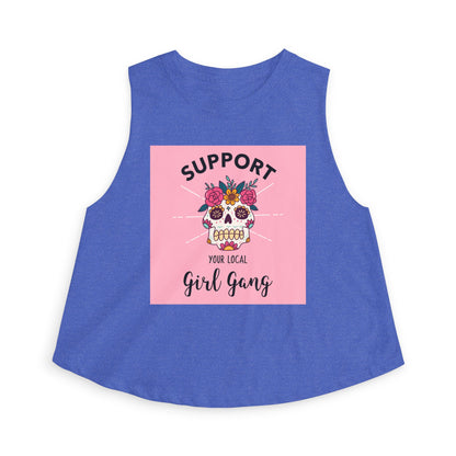 Support Your Local Girl Gang Crop Top — Floral Sugar Skull Women’s Tank