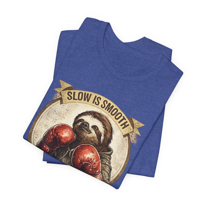 Sloth Boxing Club T-Shirt — "Slow is Smooth, Smooth is Fast" Retro Graphic Tee