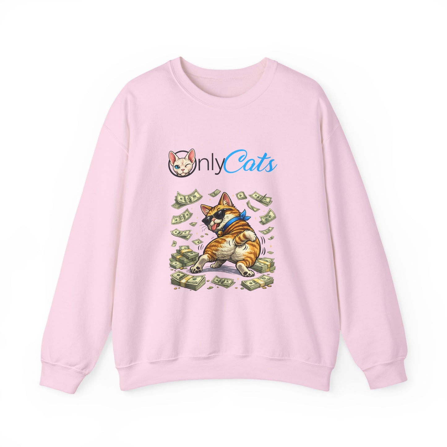 Cat Money Crewneck Sweatshirt — "Only Cats" Graphic Pullover