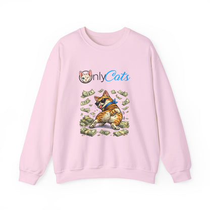 Cat Money Crewneck Sweatshirt — "Only Cats" Graphic Pullover