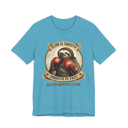 Sloth Boxing Club T-Shirt — "Slow is Smooth, Smooth is Fast" Retro Graphic Tee