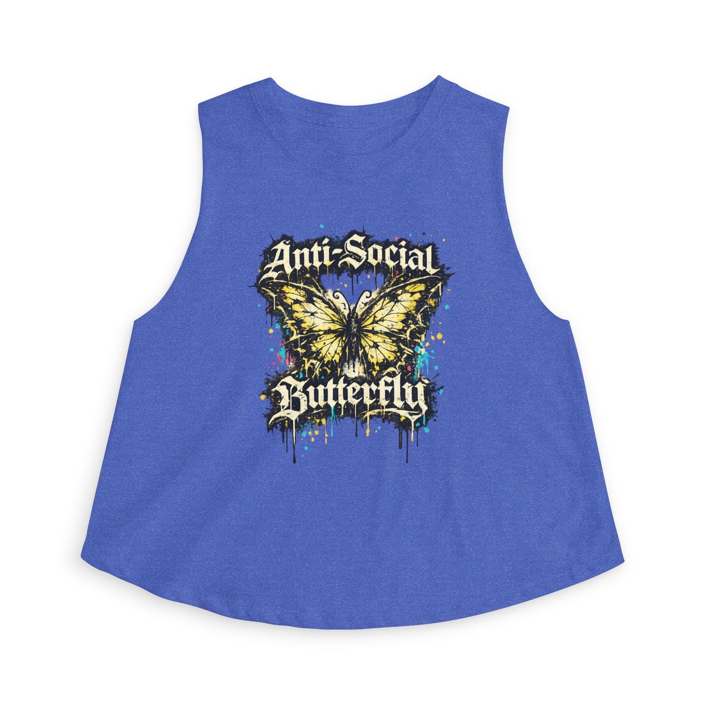 Anti-Social Butterfly Women's Crop Top — Grunge Butterfly Graphic Tank