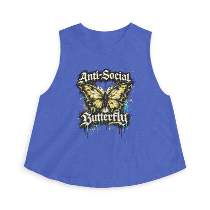 Anti-Social Butterfly Women's Crop Top — Grunge Butterfly Graphic Tank