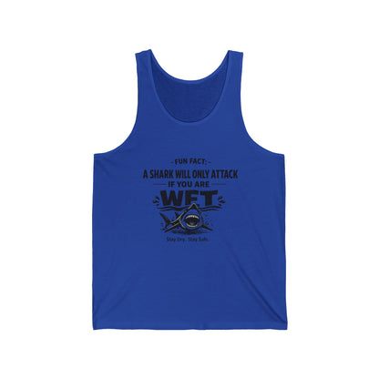 Shark Humor Tank Top — “Fun Fact: A Shark Will Only Attack If You Are Wet” Graphic Tank