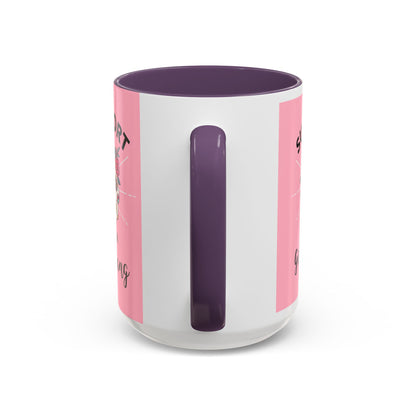 Support Your Local Girl Gang Accent Coffee Mug — Pink Skull Floral Design (11oz & 15oz)