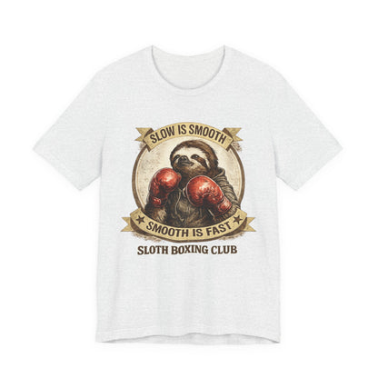 Sloth Boxing Club T-Shirt — "Slow is Smooth, Smooth is Fast" Retro Graphic Tee