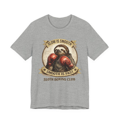 Sloth Boxing Club T-Shirt — "Slow is Smooth, Smooth is Fast" Retro Graphic Tee
