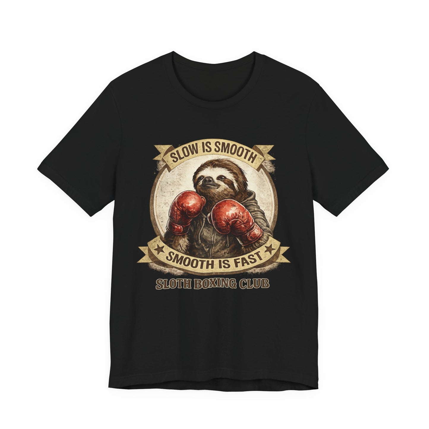 Sloth Boxing Club T-Shirt — "Slow is Smooth, Smooth is Fast" Retro Graphic Tee