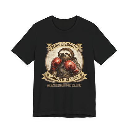 Sloth Boxing Club T-Shirt — "Slow is Smooth, Smooth is Fast" Retro Graphic Tee
