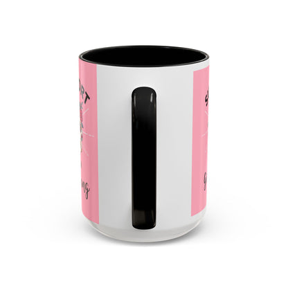 Support Your Local Girl Gang Accent Coffee Mug — Pink Skull Floral Design (11oz & 15oz)