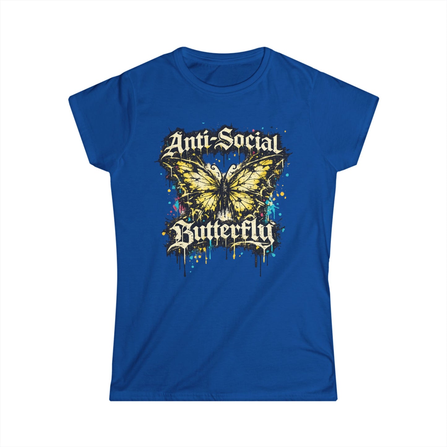 Anti-Social Butterfly Tee — Grunge Butterfly Graphic Women's T-Shirt