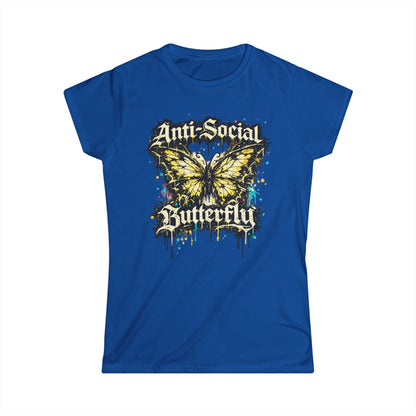 Anti-Social Butterfly Tee — Grunge Butterfly Graphic Women's T-Shirt