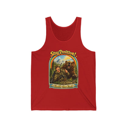 Stay Positive Bear Vintage Graphic Tank Top — Retro Nature Adventure Tee