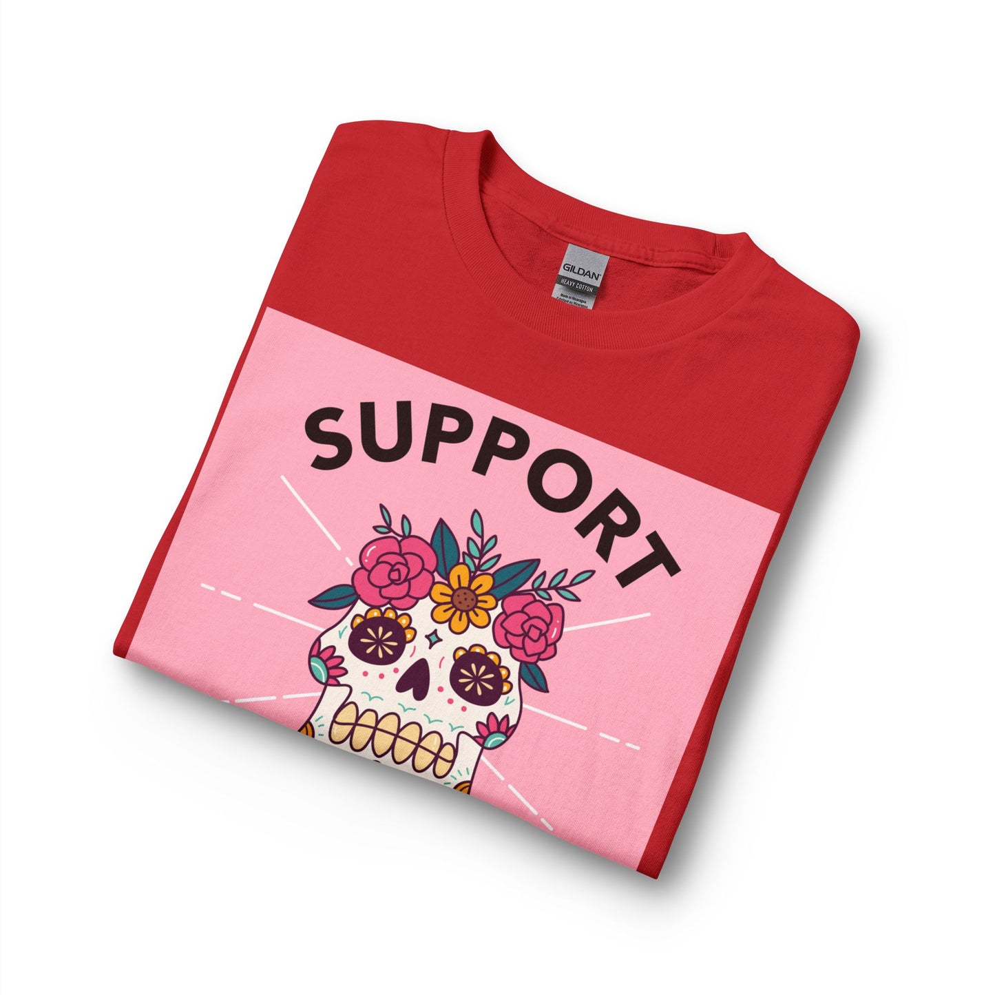 Support Your Local Girl Gang Long Sleeve Tee — Floral Sugar Skull Graphic
