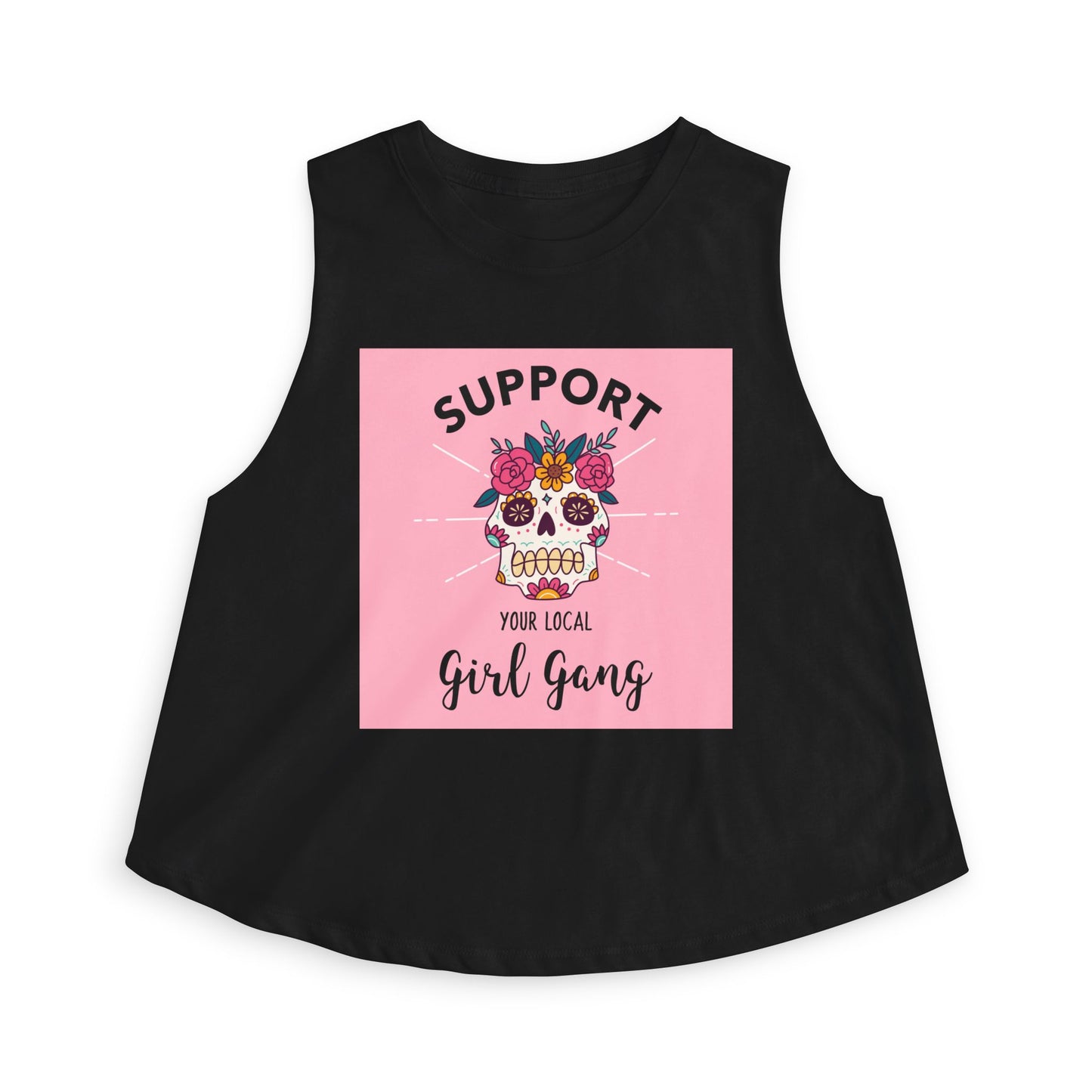 Support Your Local Girl Gang Crop Top — Floral Sugar Skull Women’s Tank