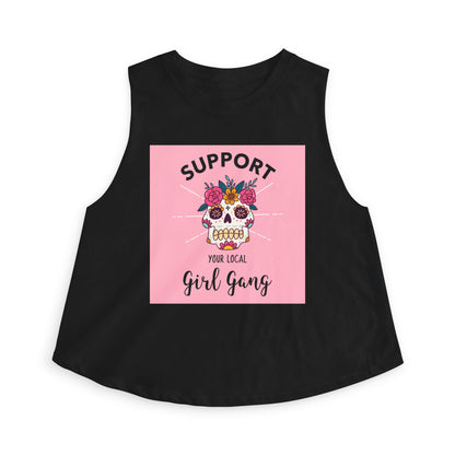 Support Your Local Girl Gang Crop Top — Floral Sugar Skull Women’s Tank