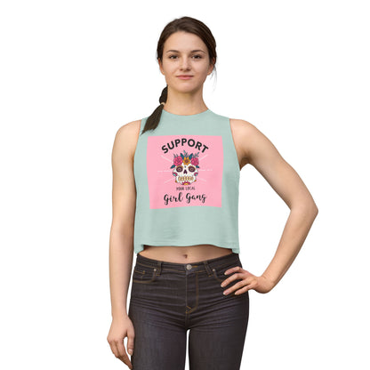 Support Your Local Girl Gang Crop Top — Floral Sugar Skull Women’s Tank