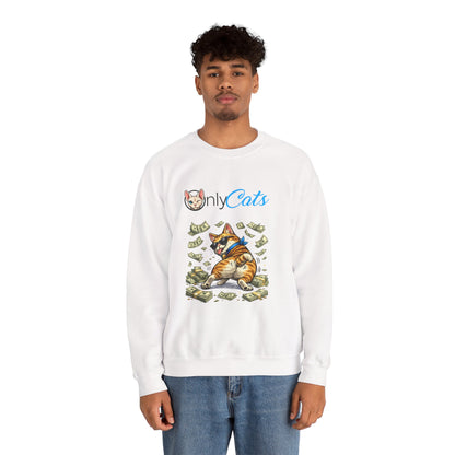 Cat Money Crewneck Sweatshirt — "Only Cats" Graphic Pullover