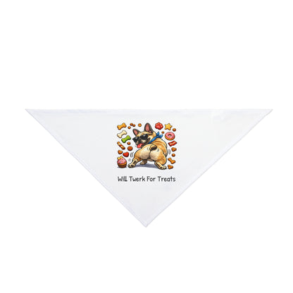 Pet Bandana - Cute Dog 'Will Twerk For Treats' Triangle Scarf, Funny Pet Accessory for Dogs & Cats