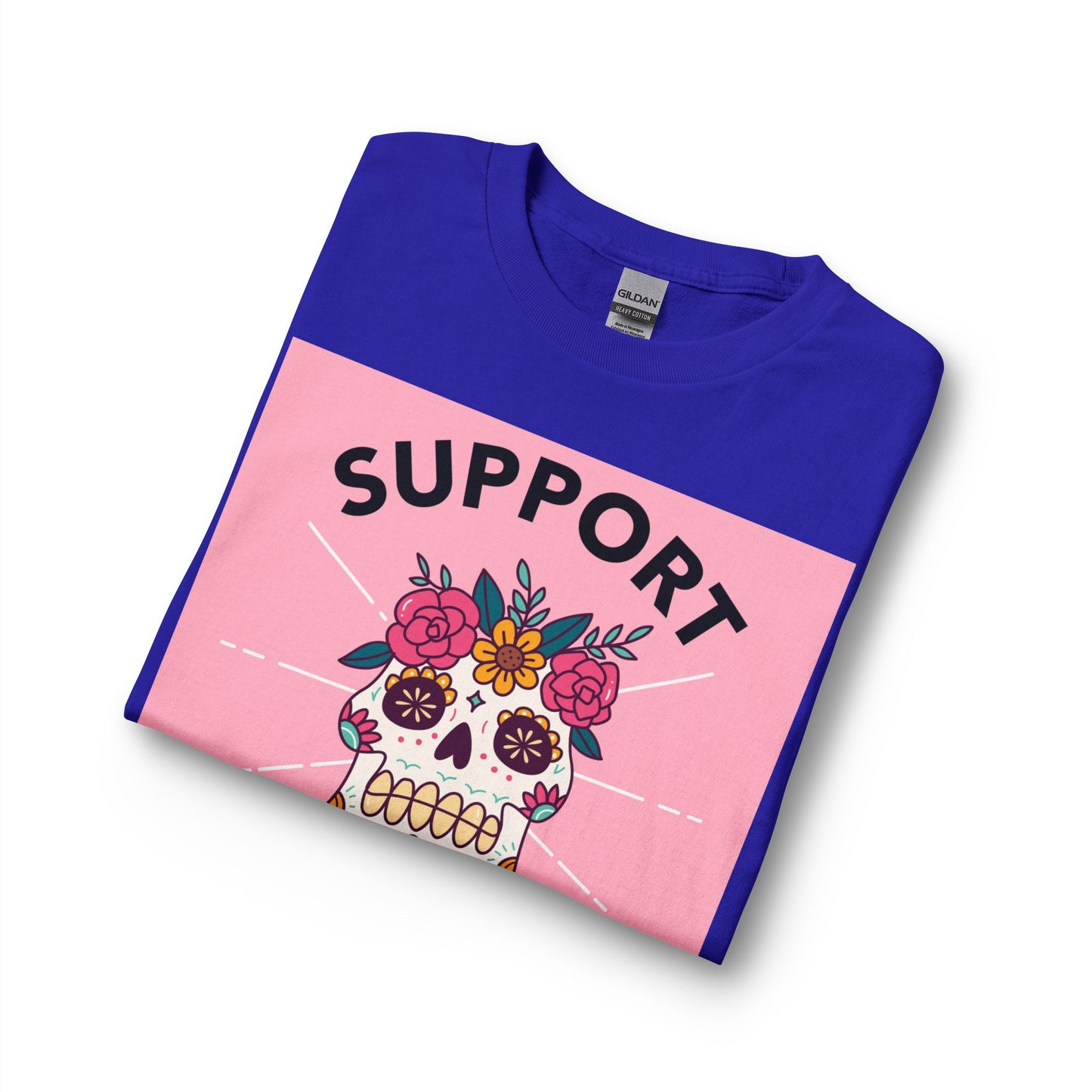 Support Your Local Girl Gang Long Sleeve Tee — Floral Sugar Skull Graphic
