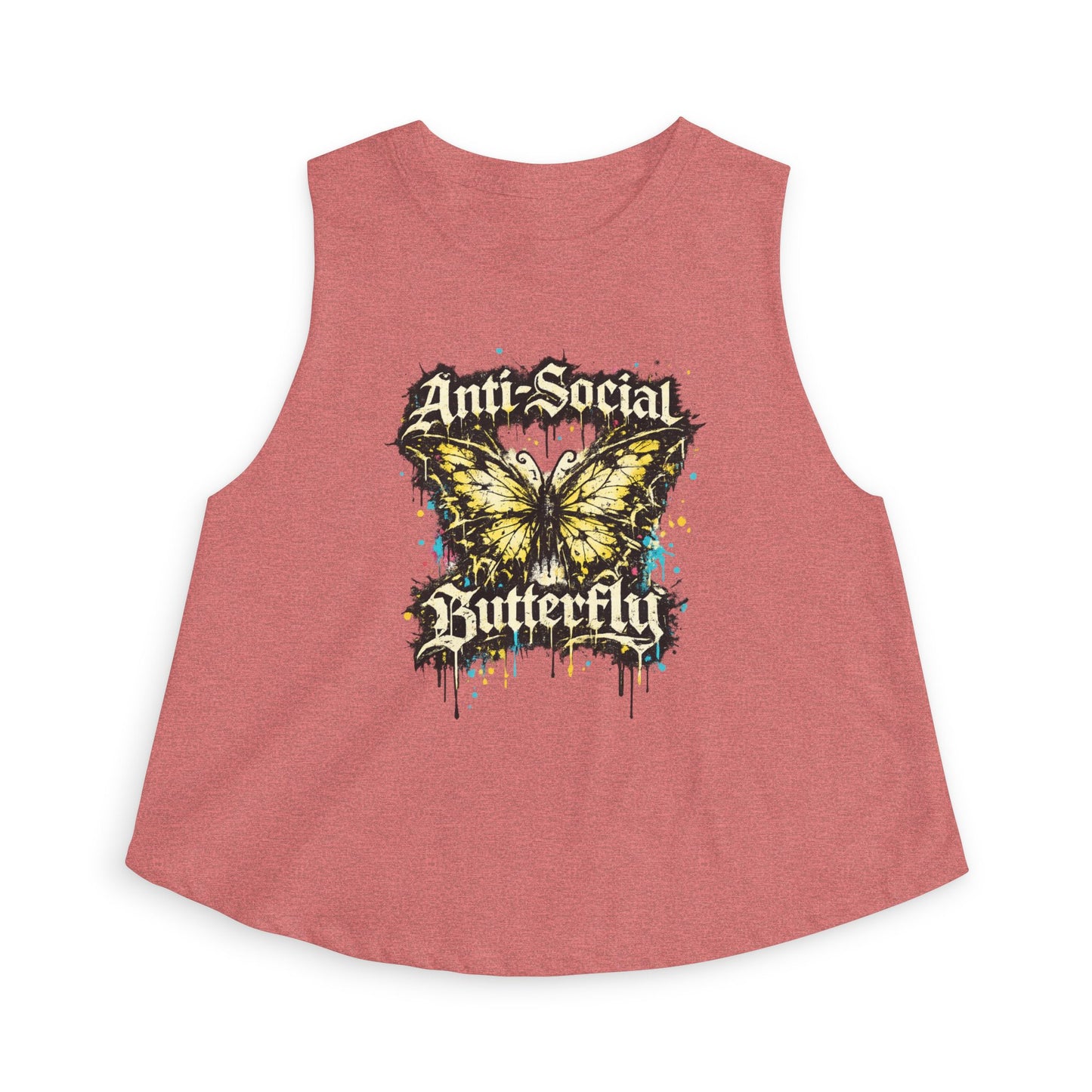 Anti-Social Butterfly Women's Crop Top — Grunge Butterfly Graphic Tank
