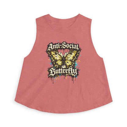 Anti-Social Butterfly Women's Crop Top — Grunge Butterfly Graphic Tank