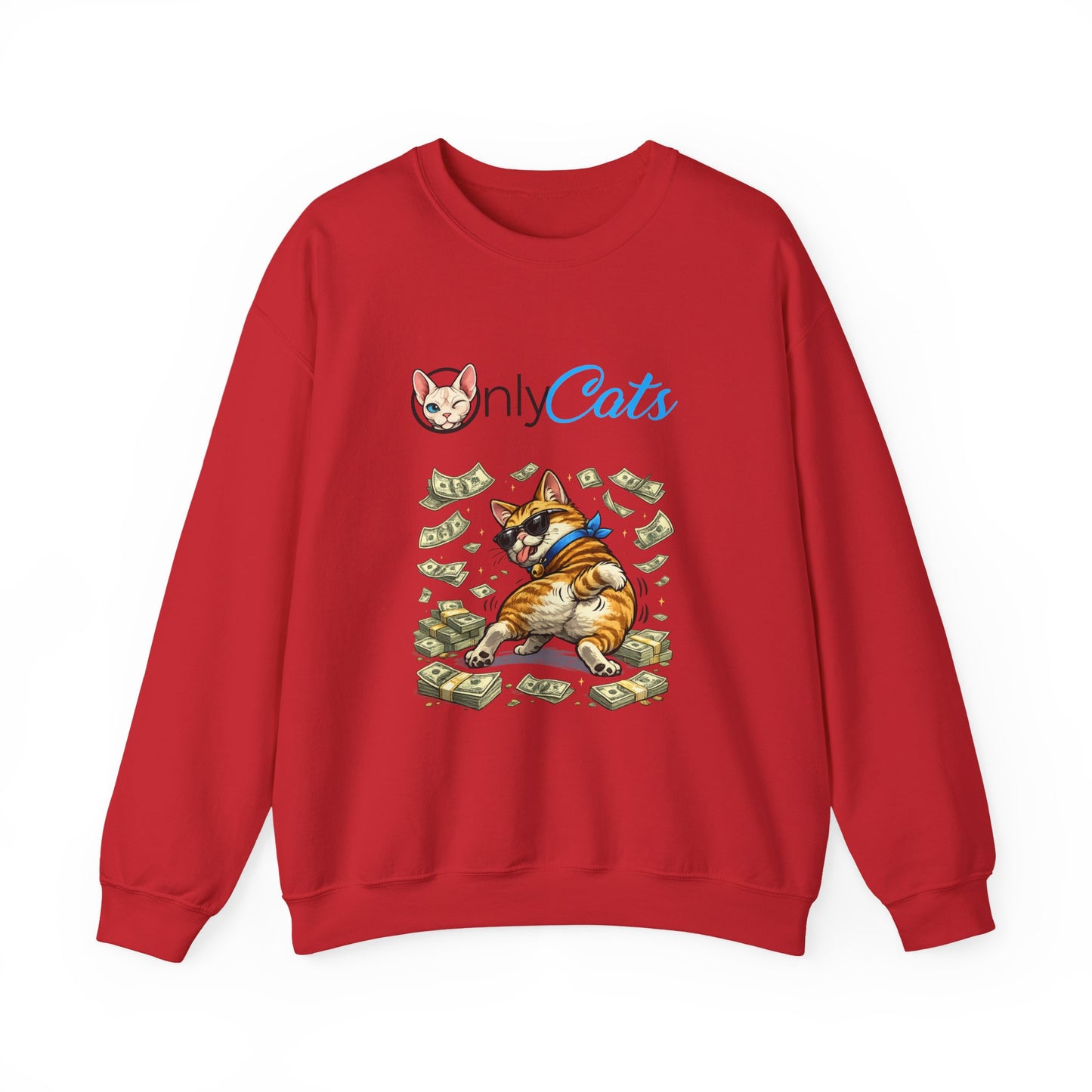Cat Money Crewneck Sweatshirt — "Only Cats" Graphic Pullover