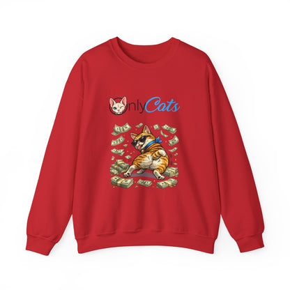 Cat Money Crewneck Sweatshirt — "Only Cats" Graphic Pullover