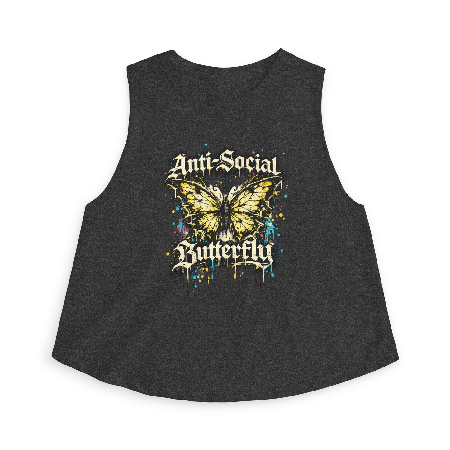 Anti-Social Butterfly Women's Crop Top — Grunge Butterfly Graphic Tank