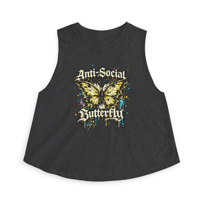 Anti-Social Butterfly Women's Crop Top — Grunge Butterfly Graphic Tank