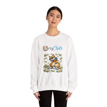 Cat Money Crewneck Sweatshirt — "Only Cats" Graphic Pullover