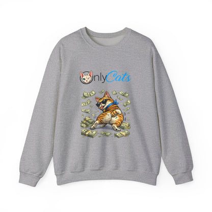 Cat Money Crewneck Sweatshirt — "Only Cats" Graphic Pullover